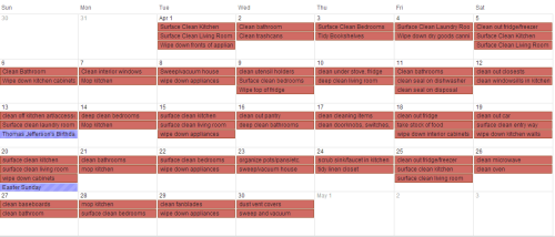 Cleaning schedule