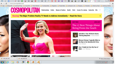 Uh, yeah, I took a screenshot of the brief moment I was on the front page of Cosmopolitan. I'm very cool.