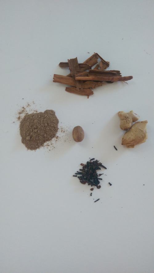 I left out the condensed milk because that is ugly, but fresh-ground spices are pretty.
